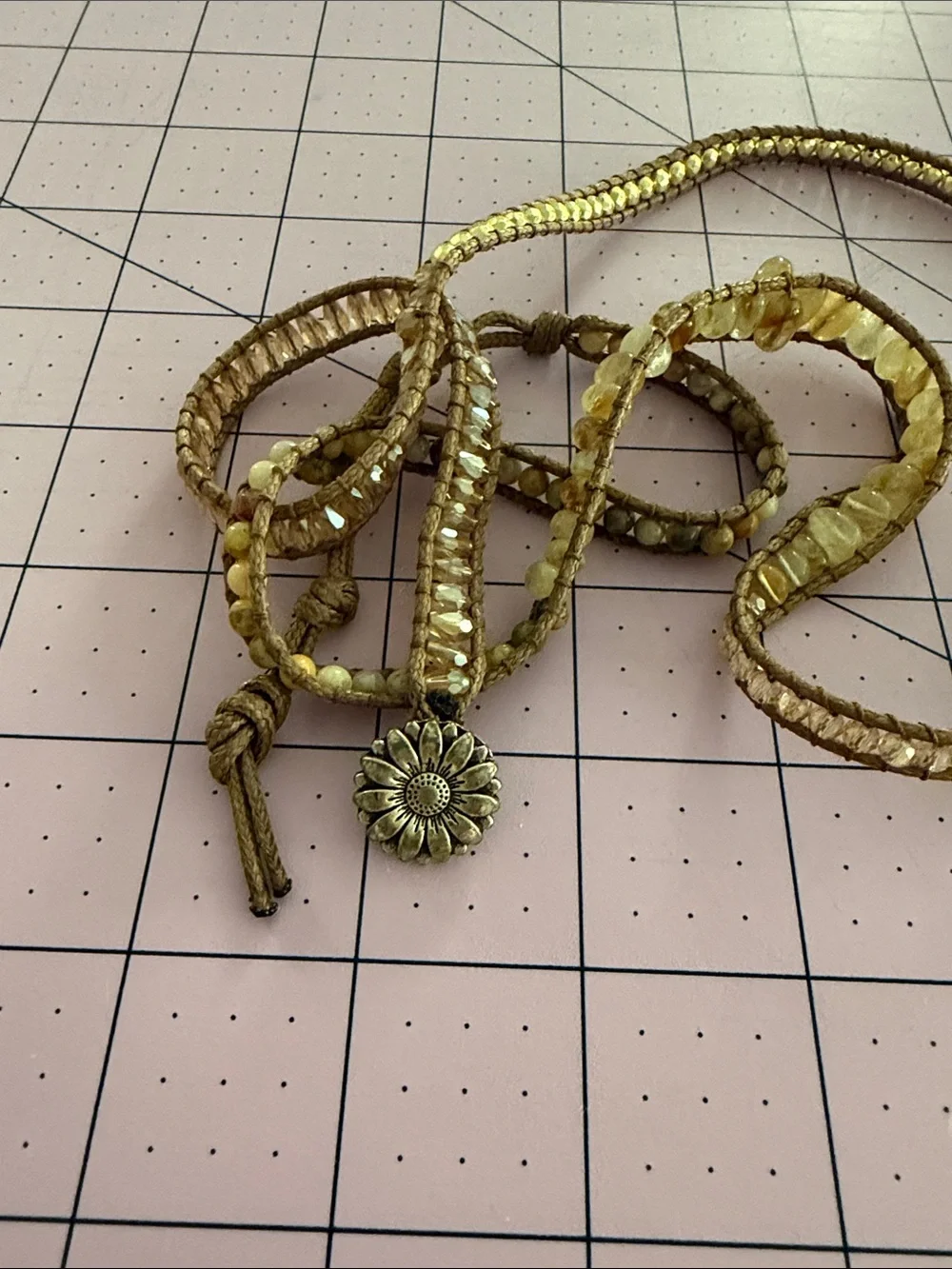 Boho Golden Brown Beaded Wrap Bracelet Stack